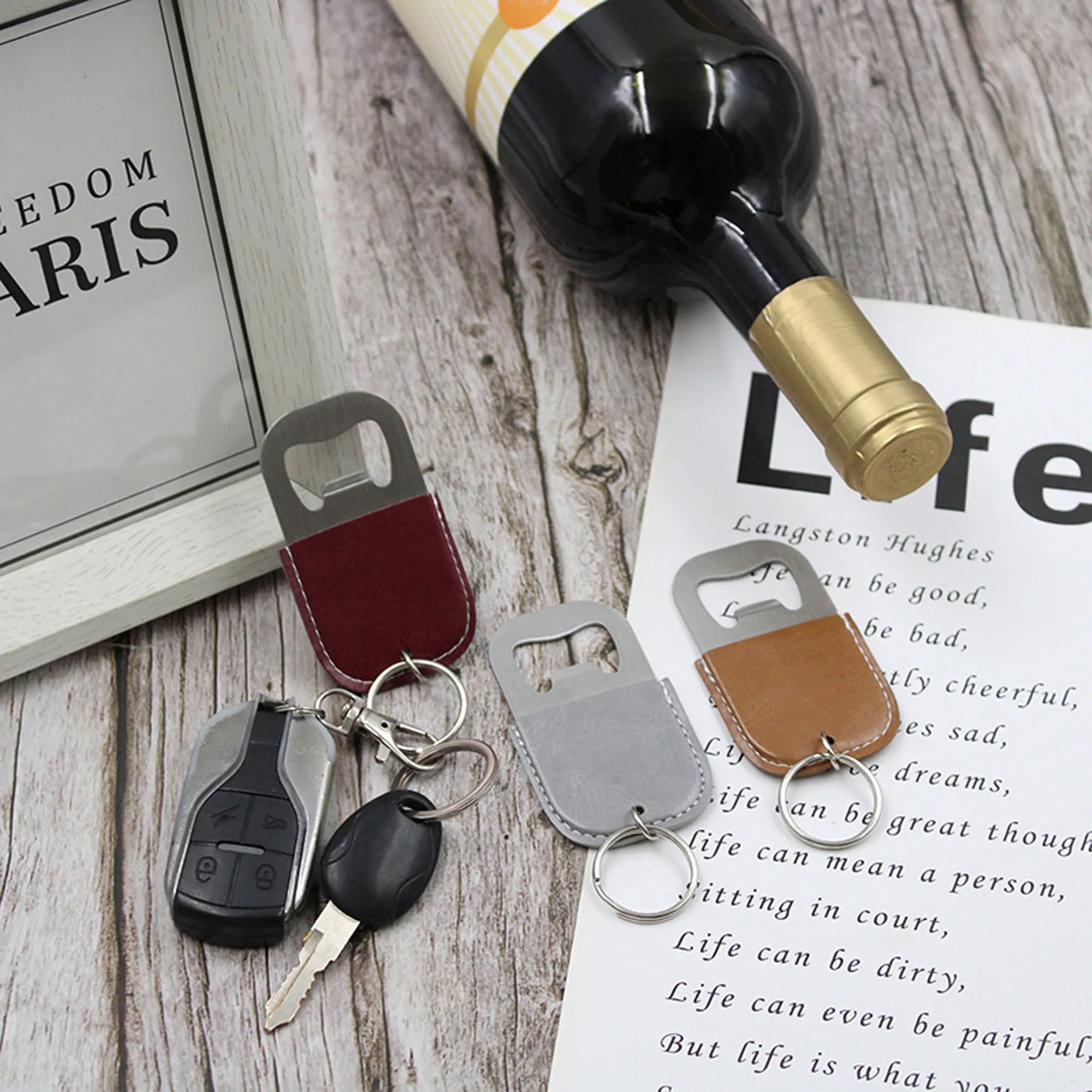 Leather Key Chains With Bottle or Can Opener 14