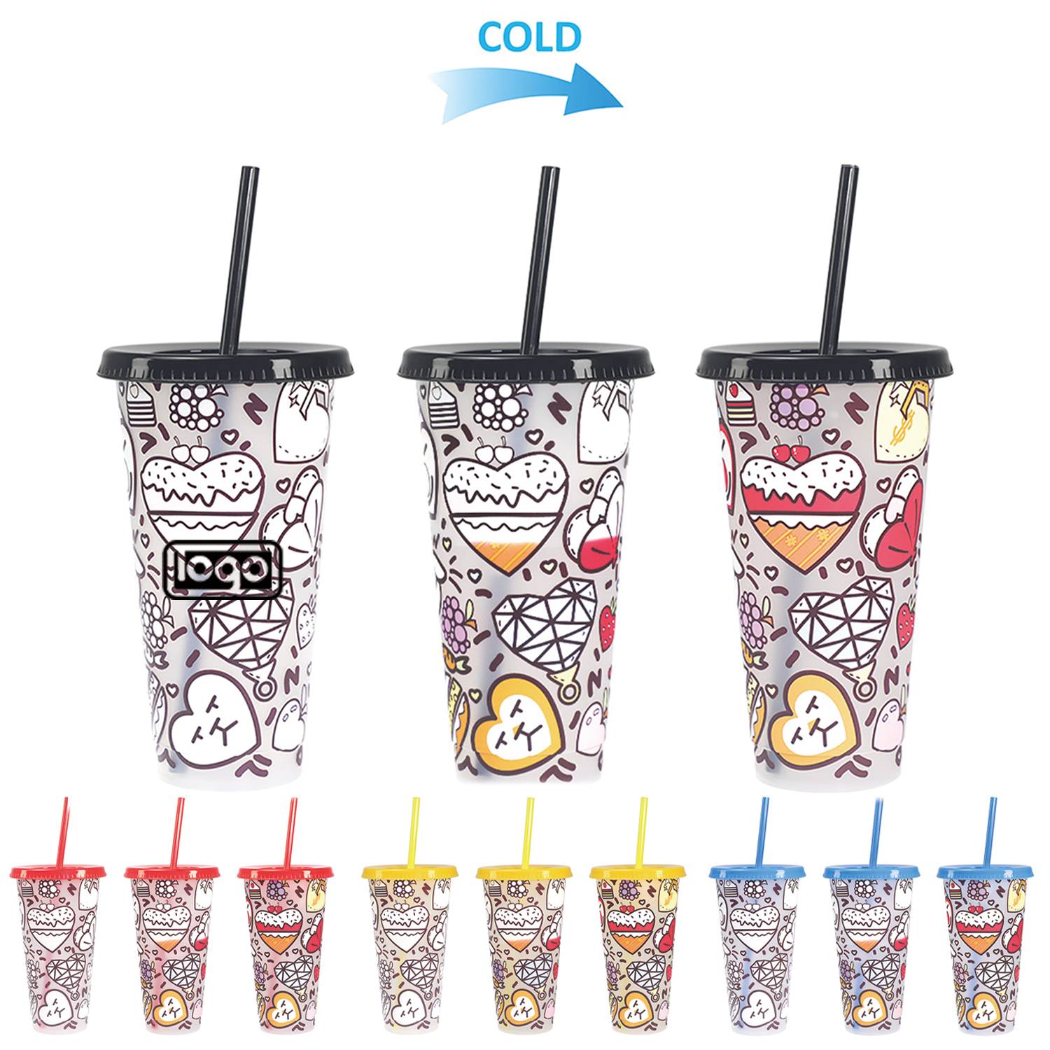 24oz Creative Color-Changing Tumbler with Straw 2