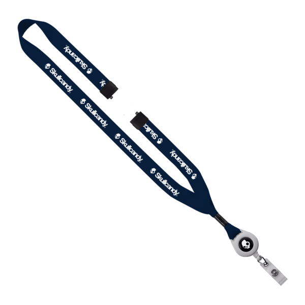 3/4" Polyester Lanyard with Metal Crimp & Retractable Badge Reel 154