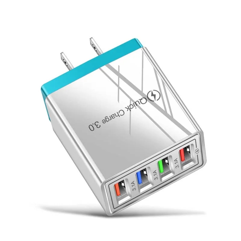 4 Port USB Wall Fast Charger 12