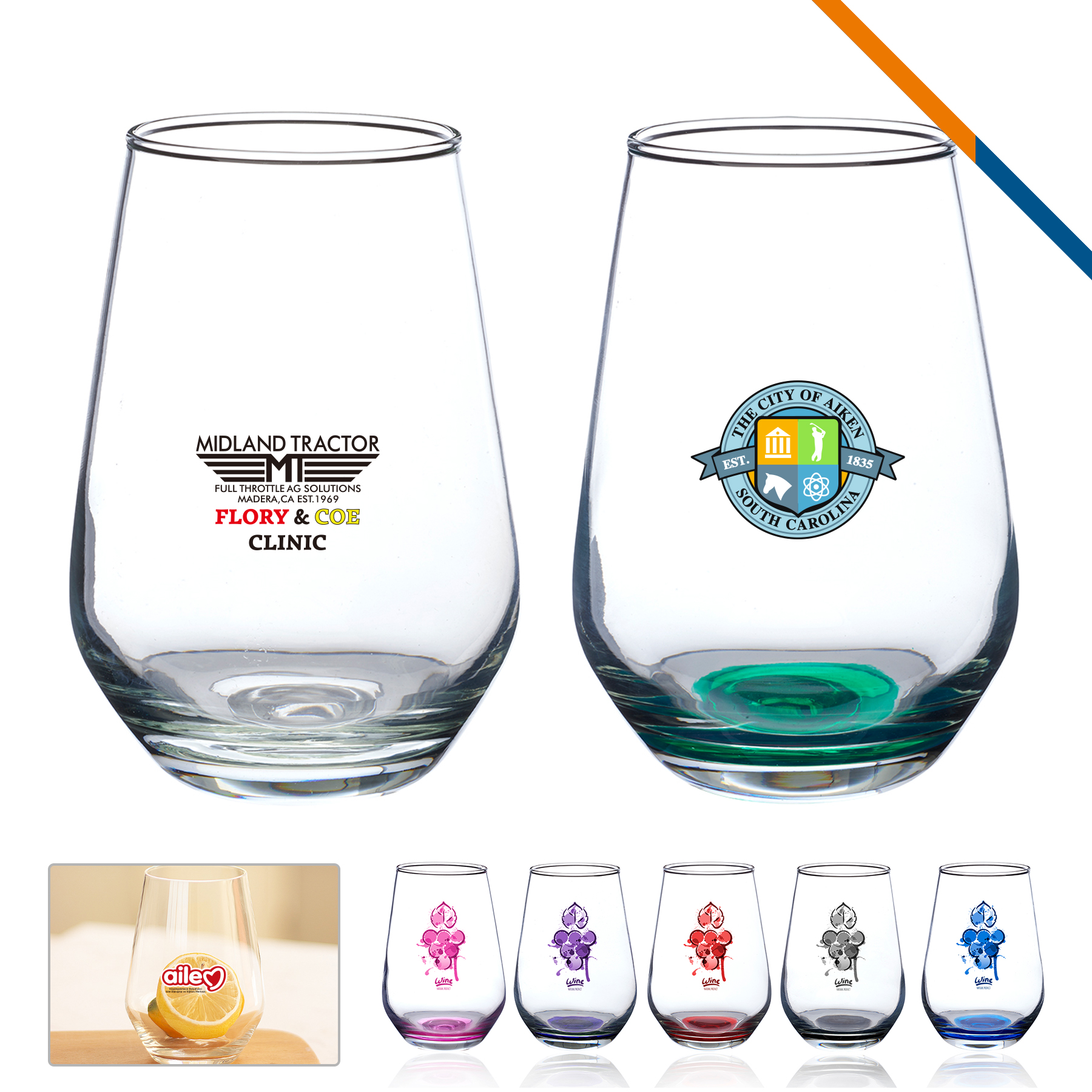 Lizzie Stemless Wine Glasses -16 OZ 4