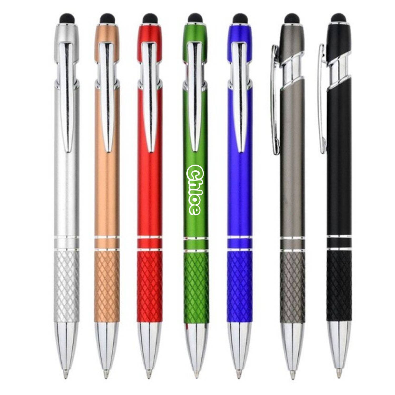 Retractable Metal Ballpoint Pen w/ Stylus 3