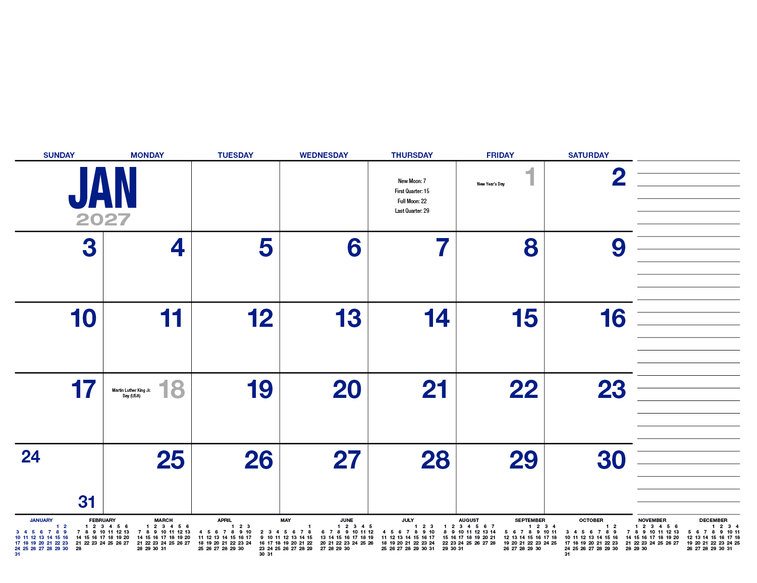 HotLine® Products 13-Month Desk Pad Calendar 95