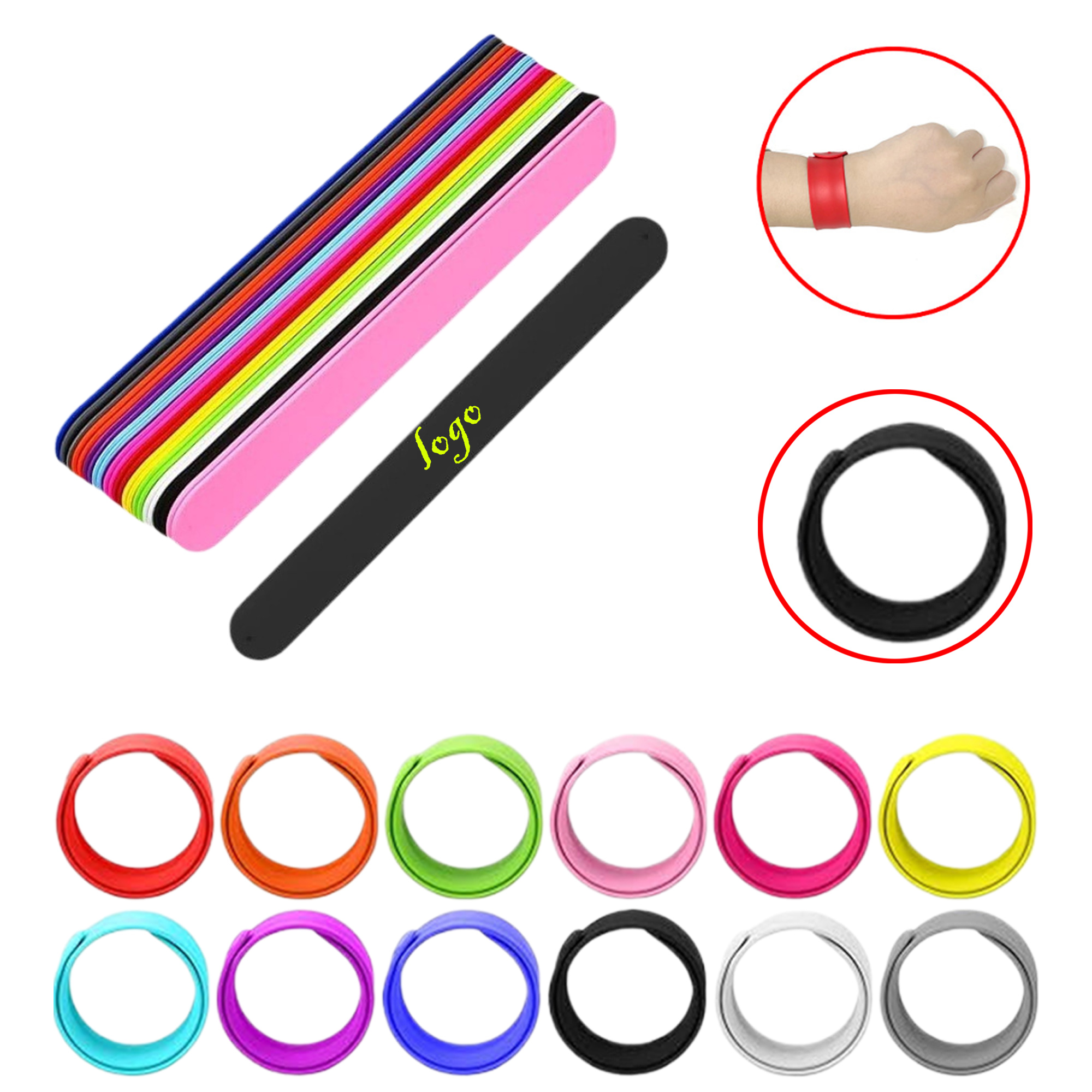 MOQ50 Custom Silicone Slap Wristbands 3
