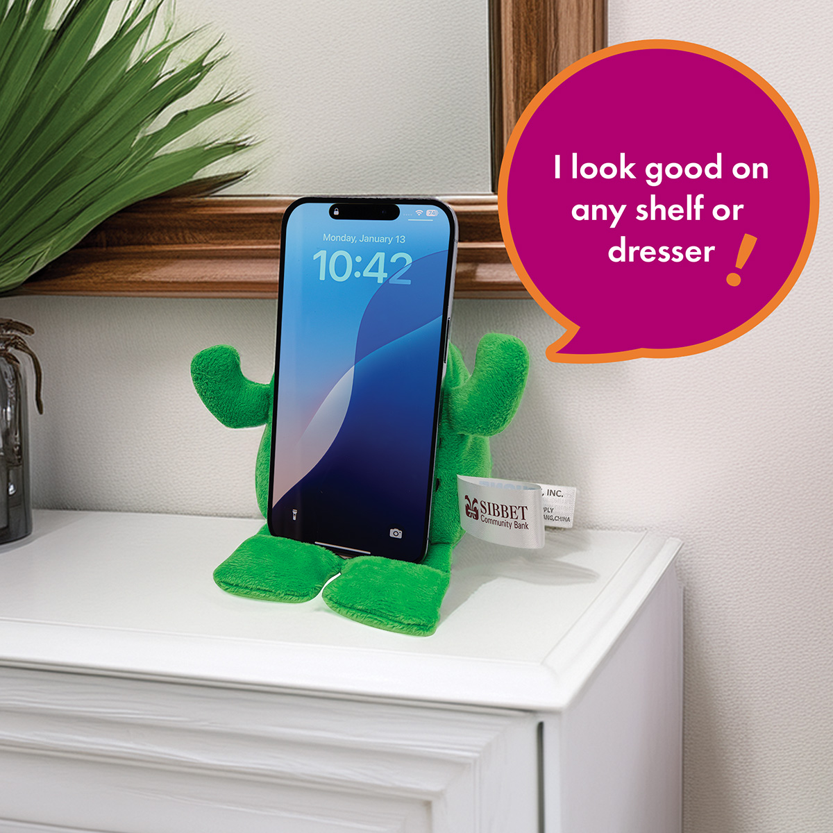 Phone Pals™ Weighted Plush Phone Holder - Cactus 9