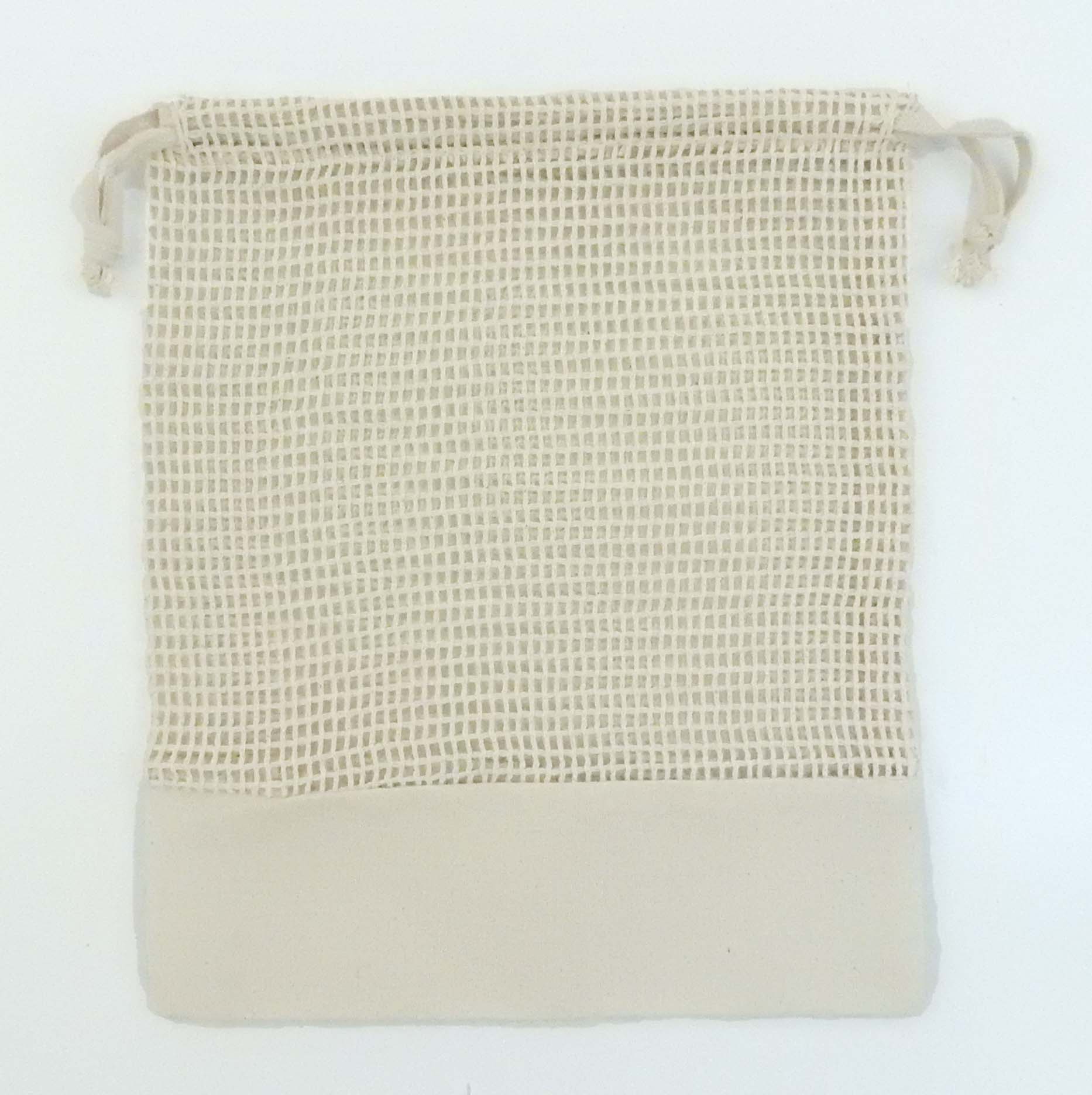 "Koa" Mesh 100% Natural Cotton Drawstring Bag 8 x 9.5" 1