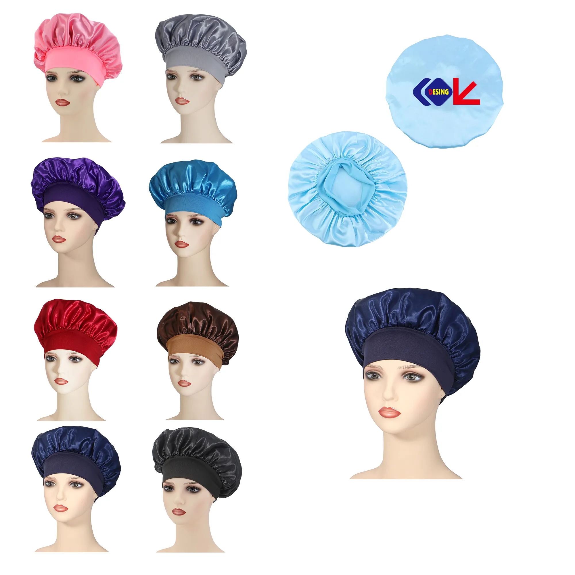 Satin Silk Bonnet Elastic Wide Band Sleeping Cap 2
