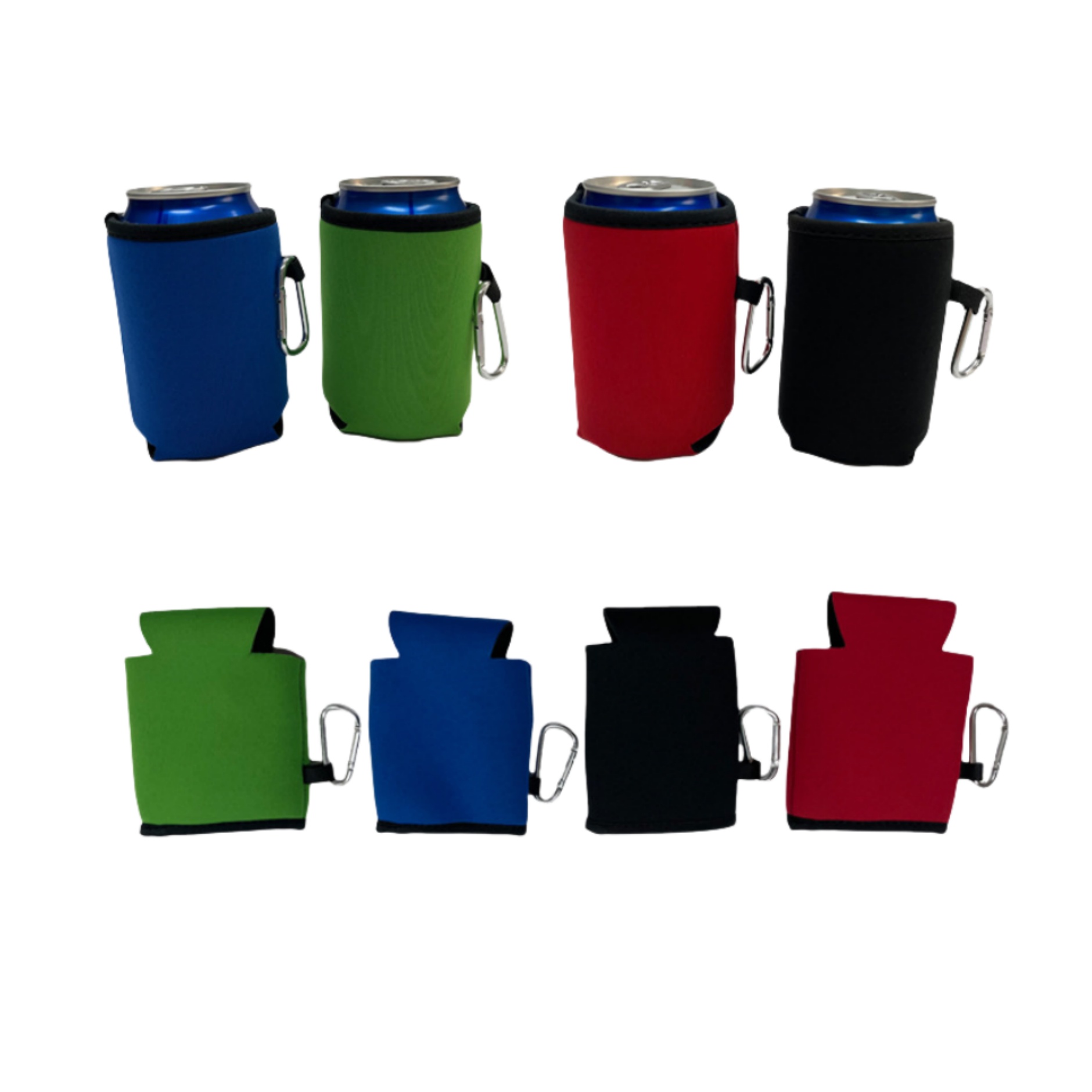 Collapsible Neoprene Can Coolie with Carabiners, custom koozie with logo imprint 5