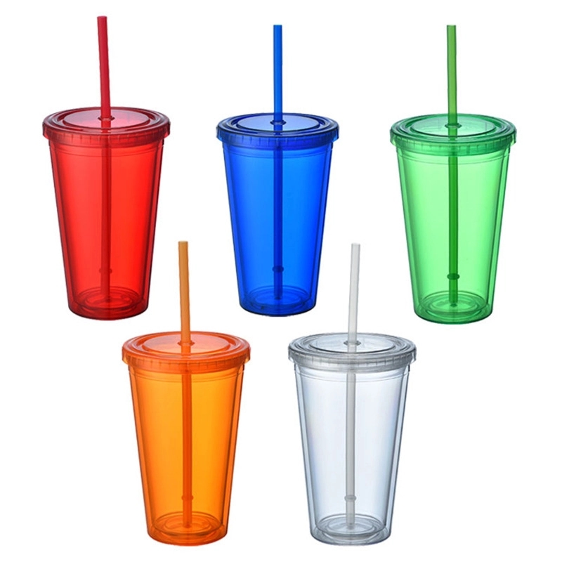 16 oz Double Wall Tumbler With Straw 4