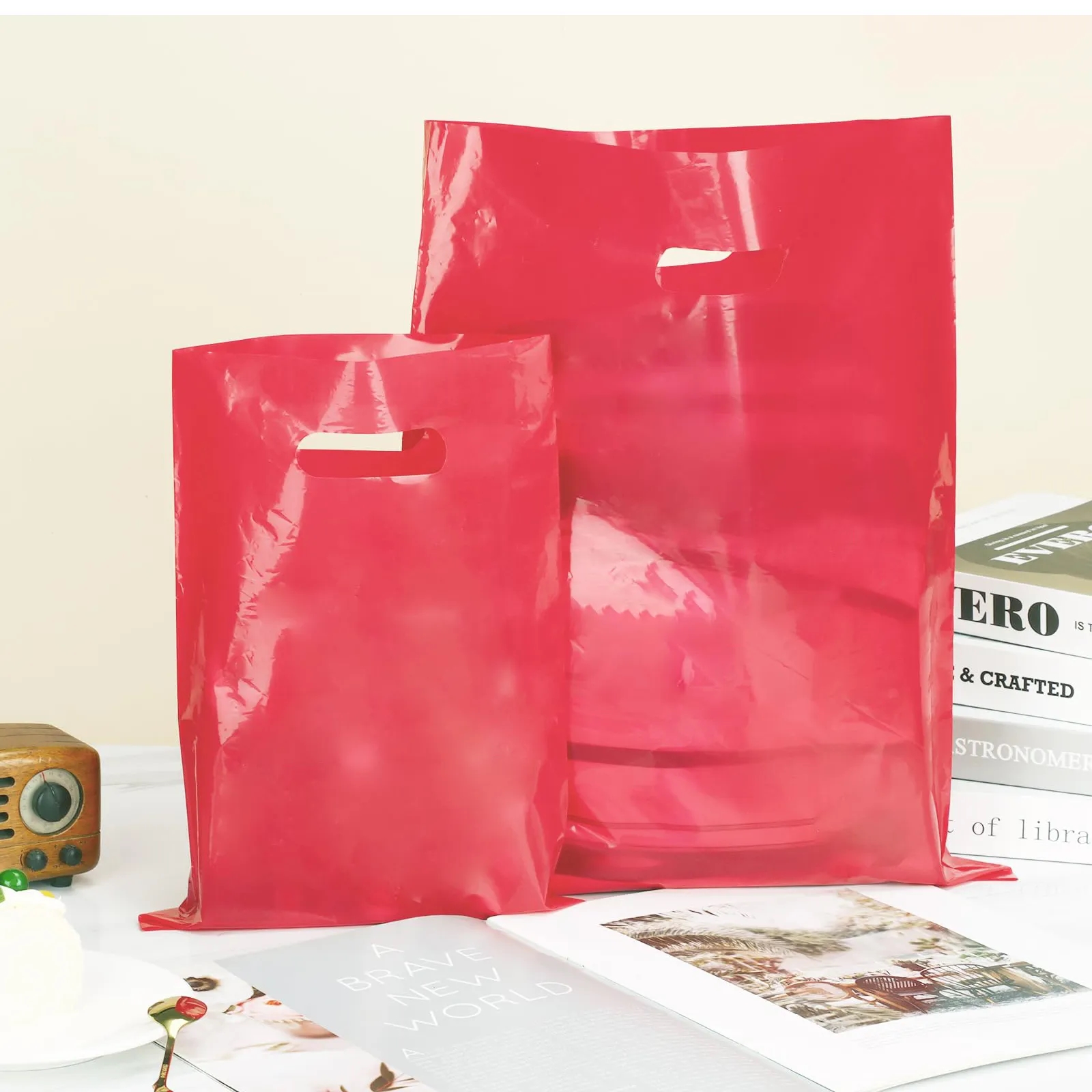 Die Cut Handle Plastic Merchandise Boutique Bag Apparel gift 18