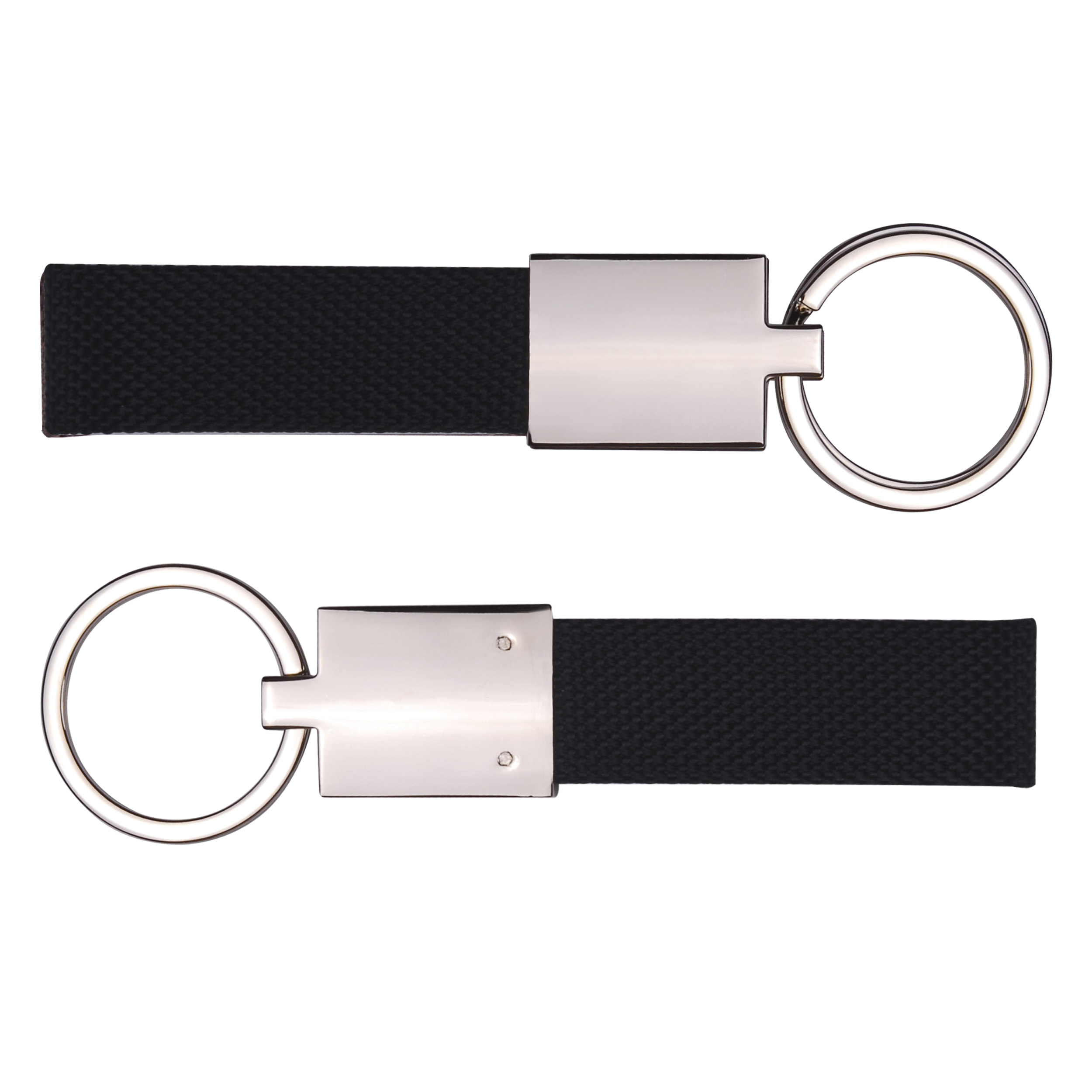 Canvas Metal Key Chain with Shiny Nickel Finish 3