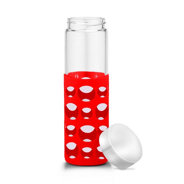 20 oz Silicone Round Cutouts Glass Bottle 22
