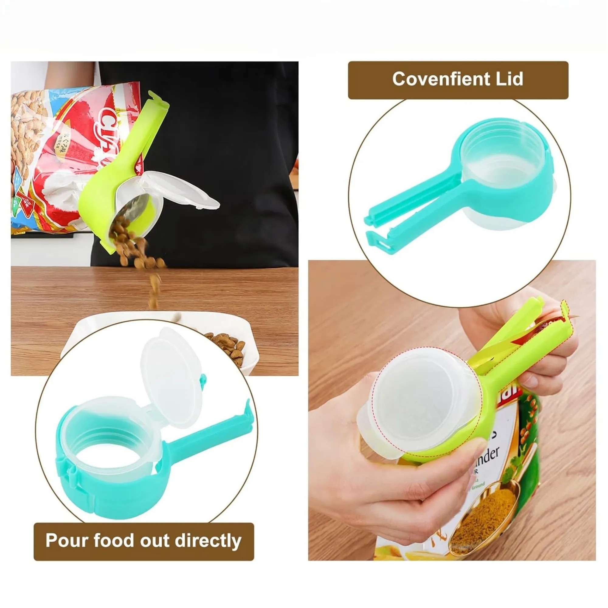Portable Food Sealing Clips With Pouring Spouts 2