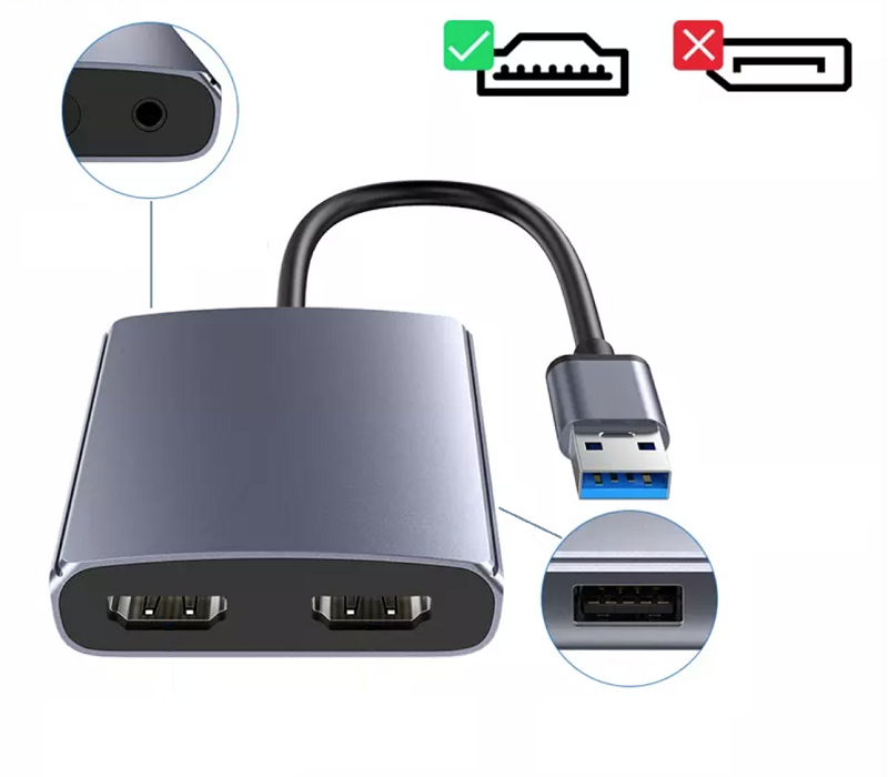 Dual HDMI USB Hub Adapter 2