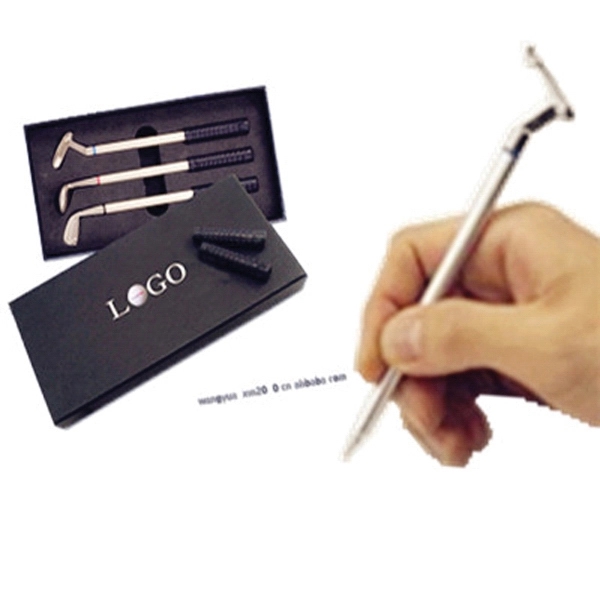Silver Metal Golf Club Pen Set 2