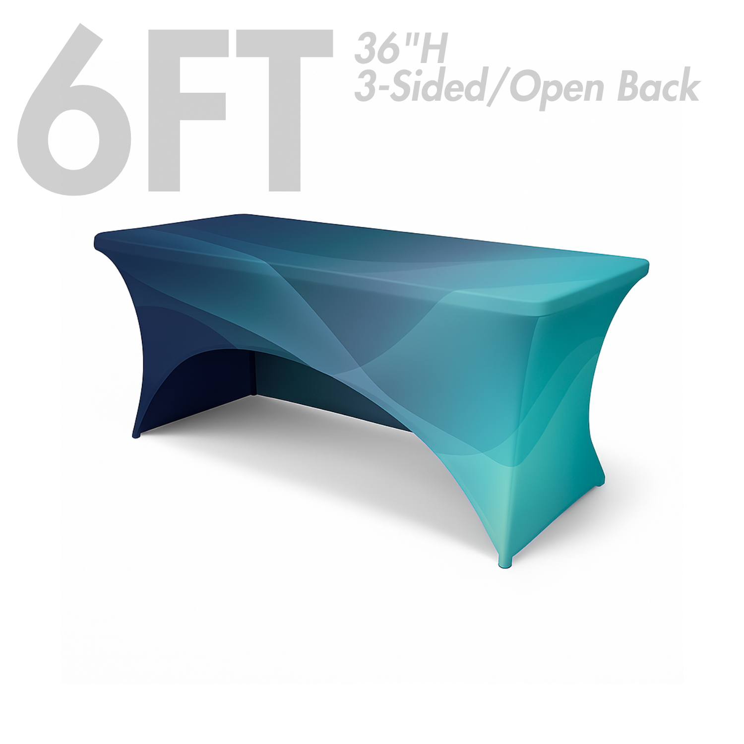 6' Spandex Stretch Table Cover (Counter Height, 36", 3-Sided)