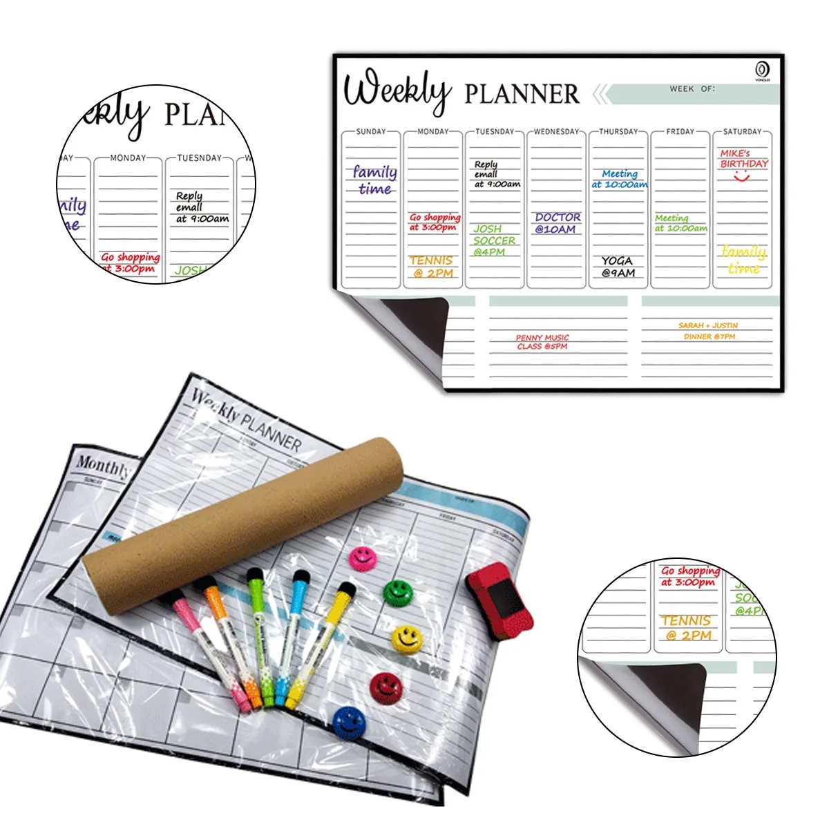 Magnetic Dry Erase Weekly Planner Set For Fridge 1