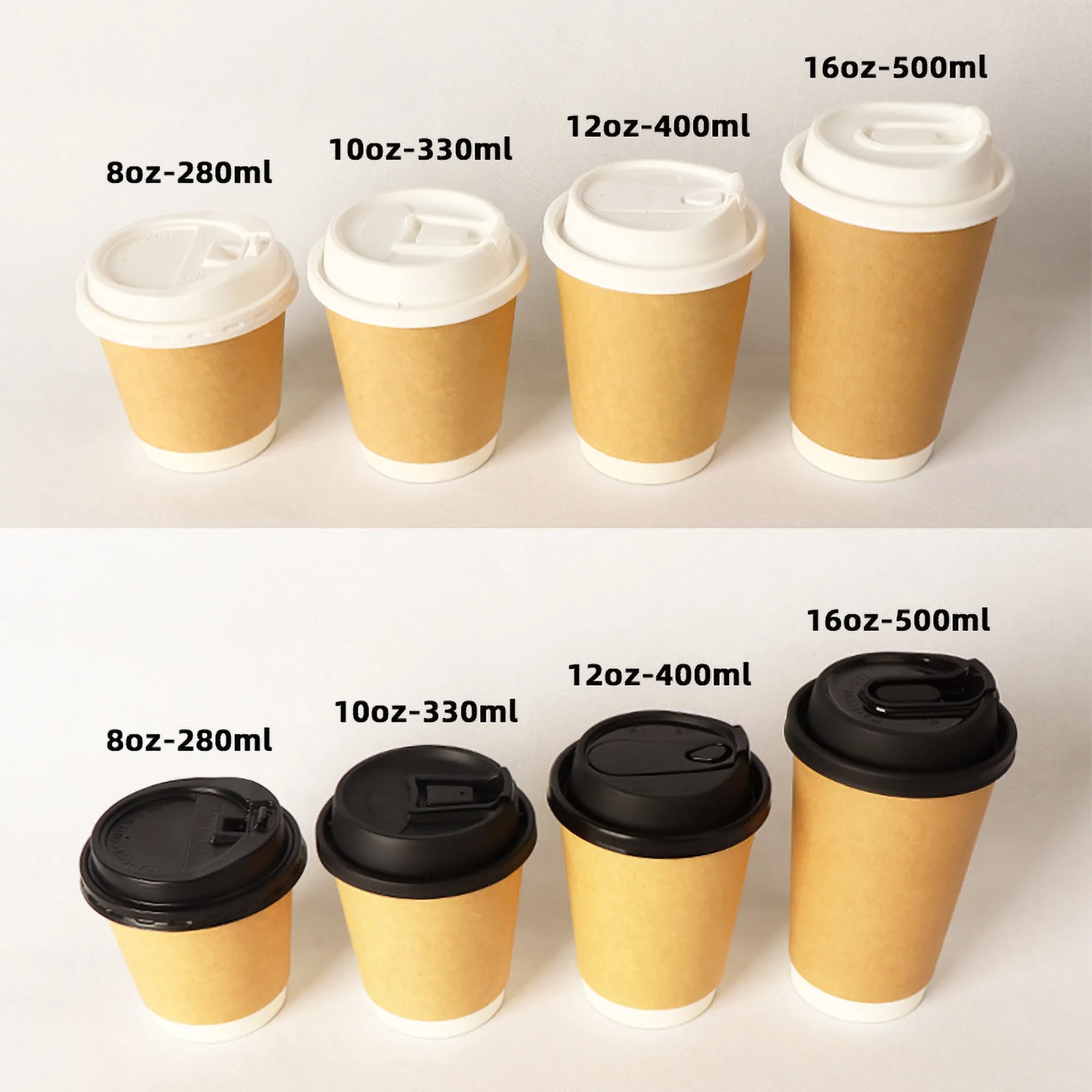 Disposable White Paper Coffee Cups Leakproof Portable 8