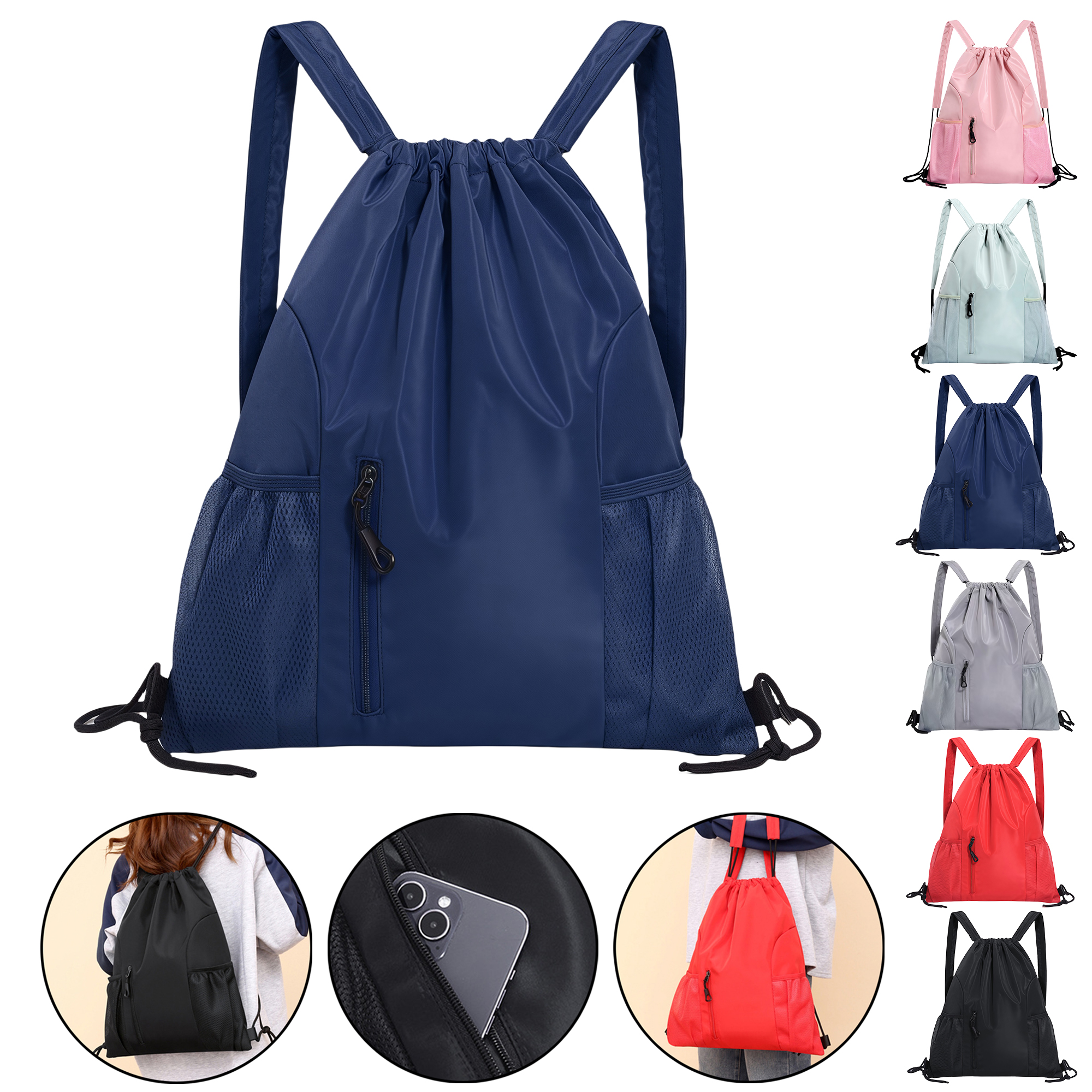 Oxford Drawstring Backpack - Simple Large Capacity Rucksack for Casual 4