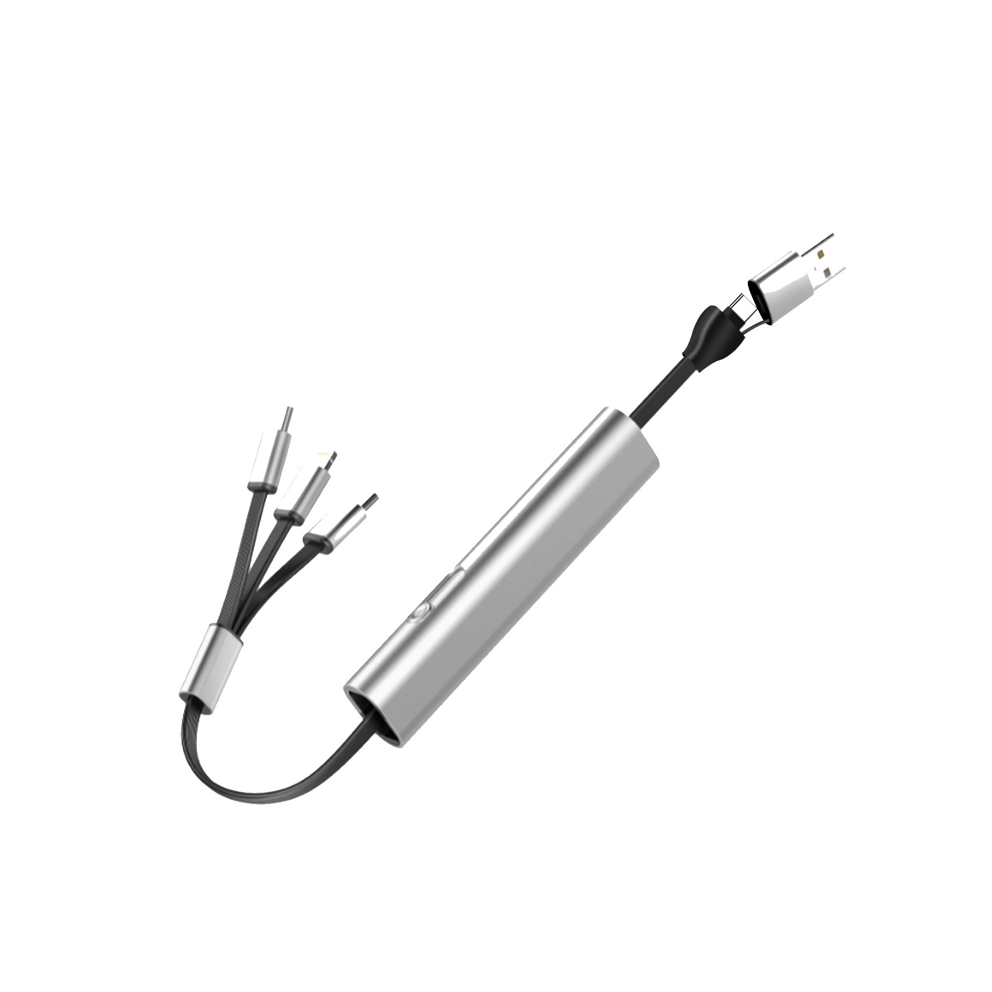 Metal Three In One Mobile Phone Charging Cable 4.2" x 0.9" 3