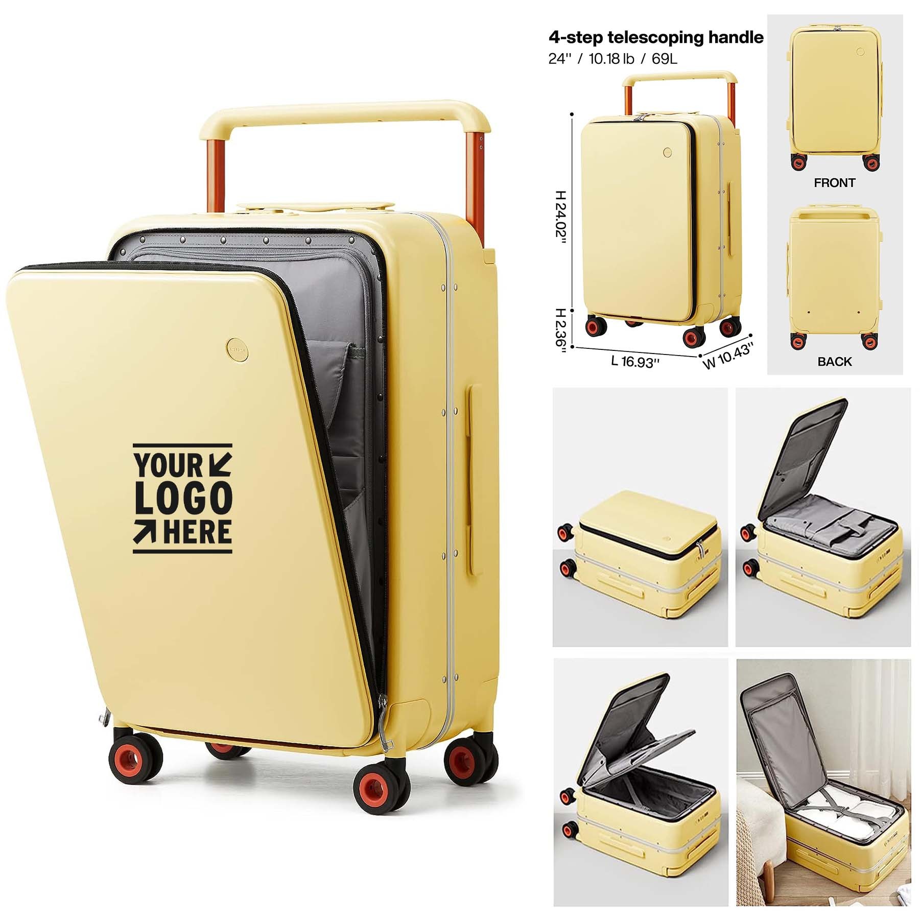 24 Inch Wide Handle Luxury Design PC Hardside Spinner Wheels Travel Luggage 2