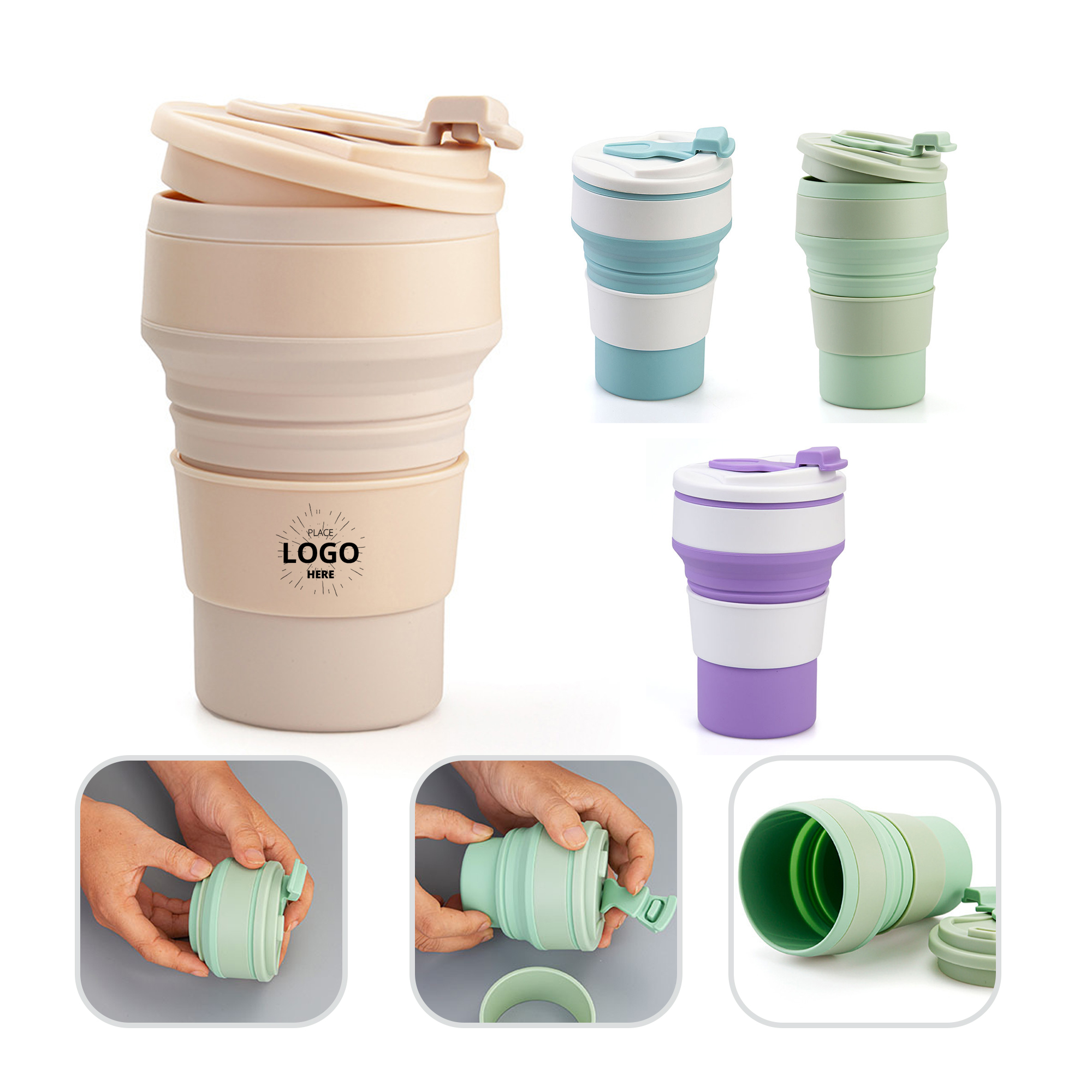 12oz Portable Silicone Collapsible Water Bottle Foldable Cup 2