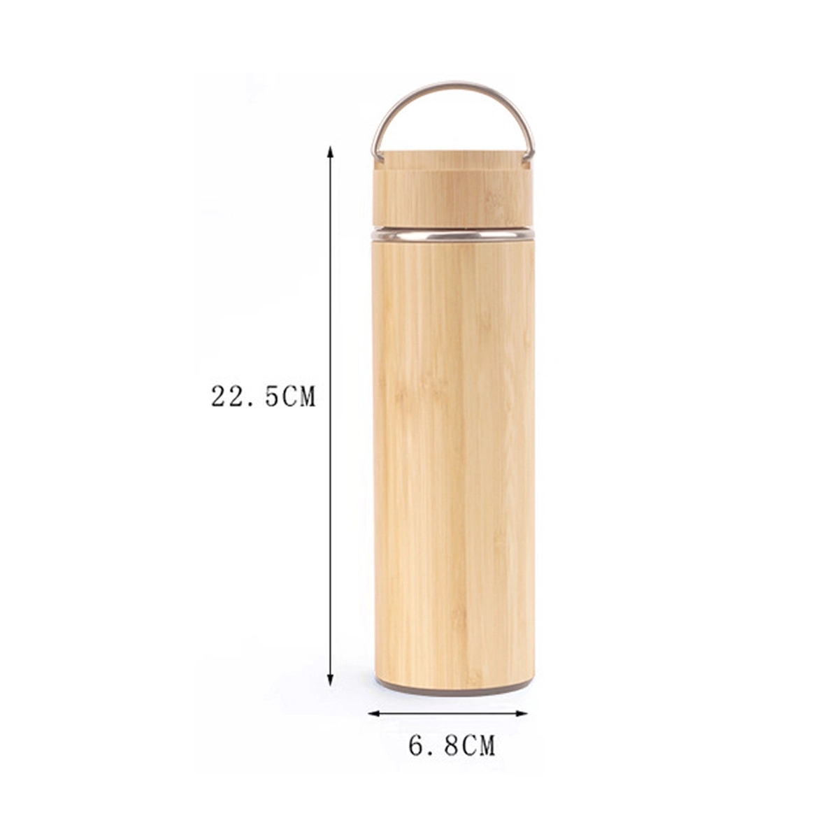 15 Oz Bamboo Vacuum Thermos Tea Infuser With Handle 2