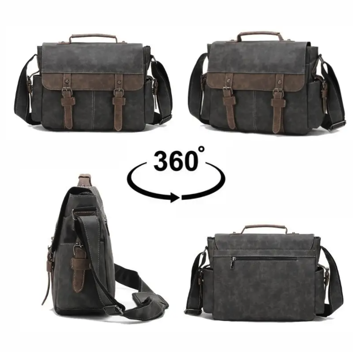 PU Leather Men'S Messenger Waterproof Bag 4