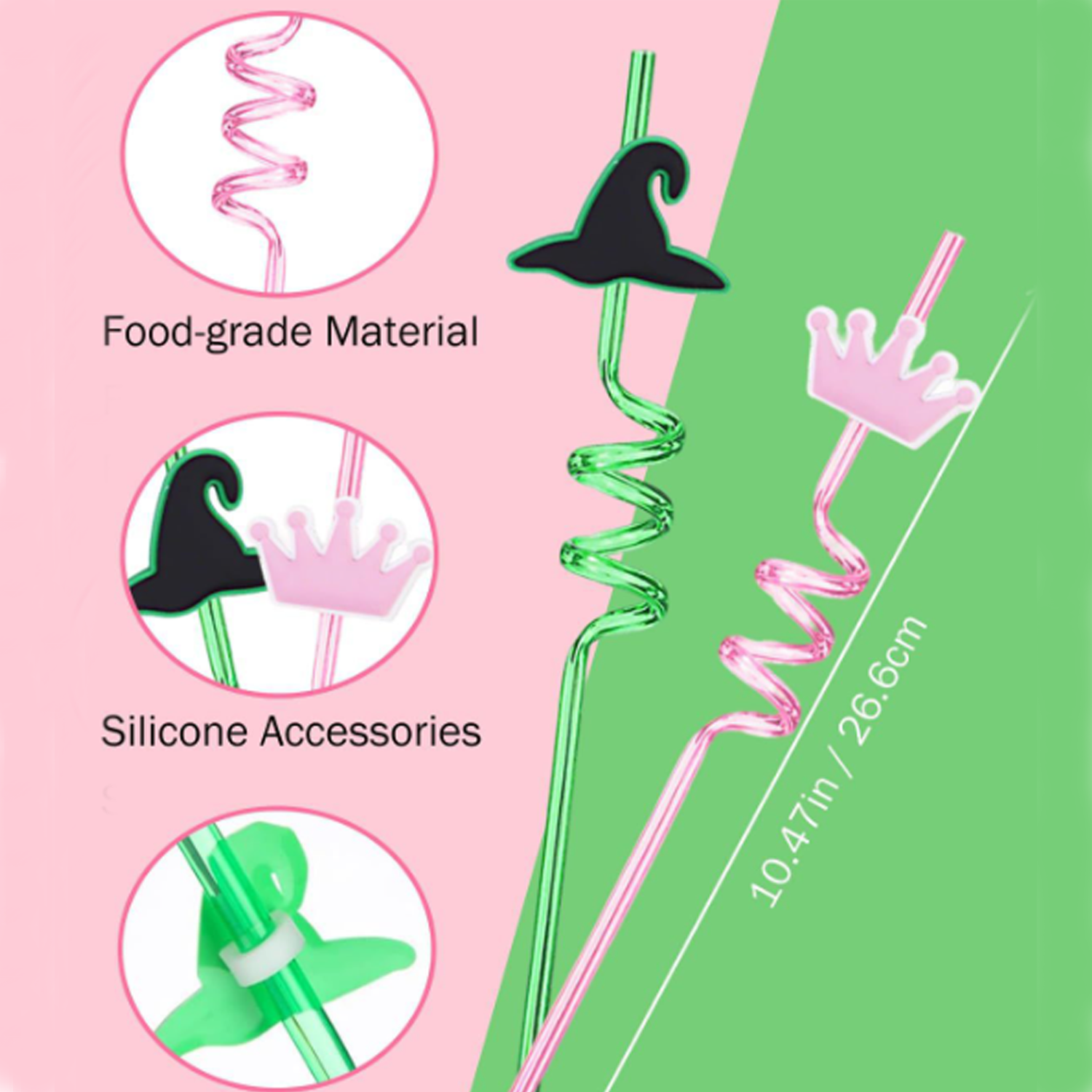 Plastic Reusable Spiral Witch Drinking Straws 5