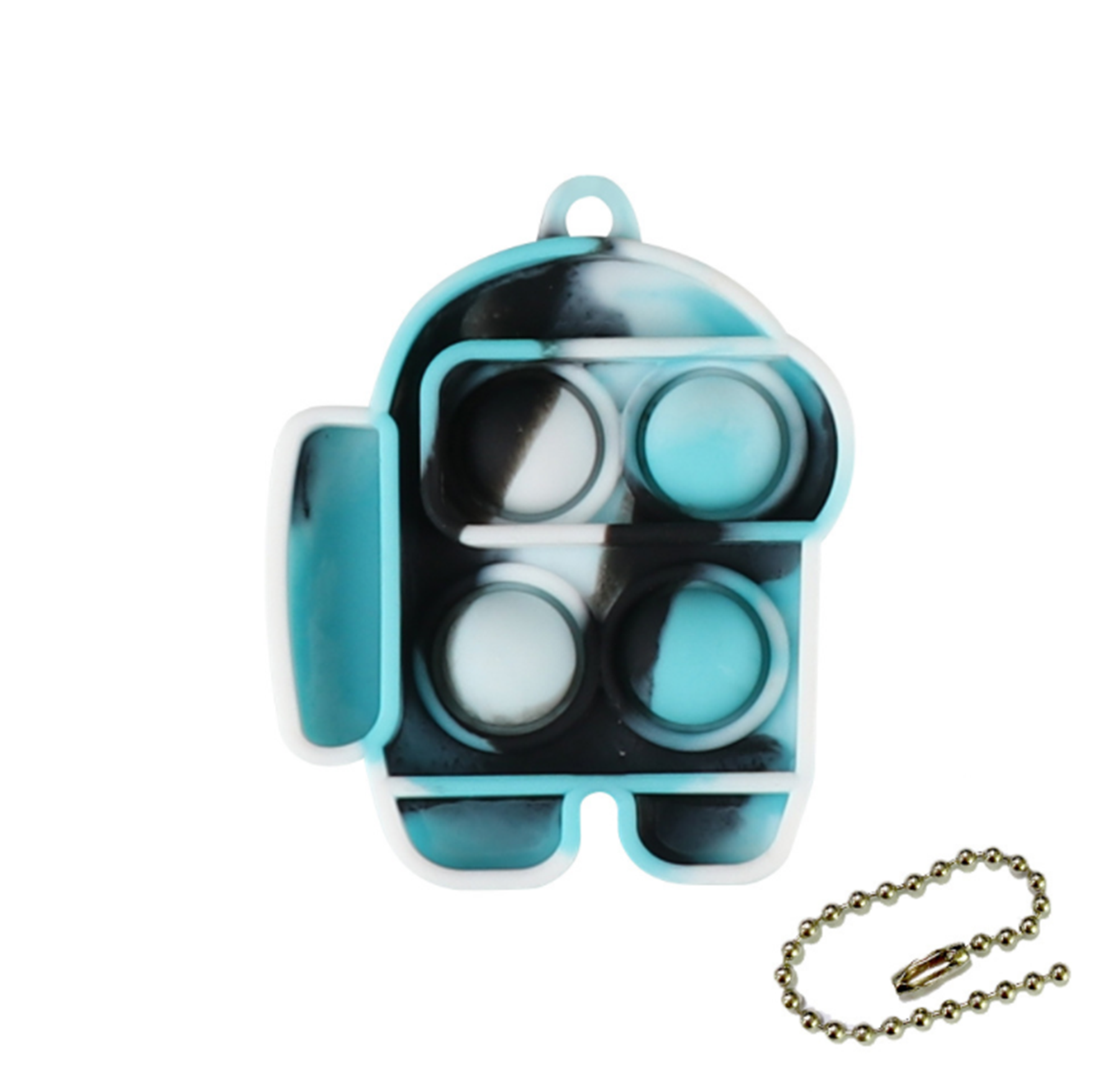 Spaceman Shape Push Pop Bubble Fidget Toy Keychain 11