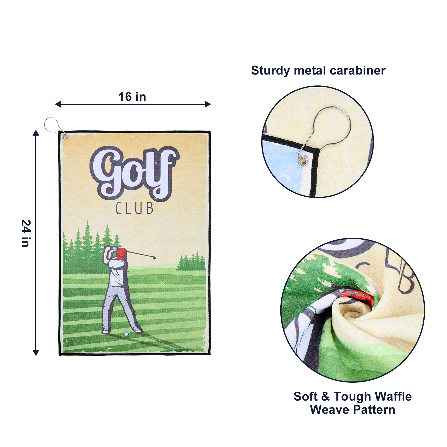 Waffle Texture Sublimated Golf Towel 16" X 24" 5