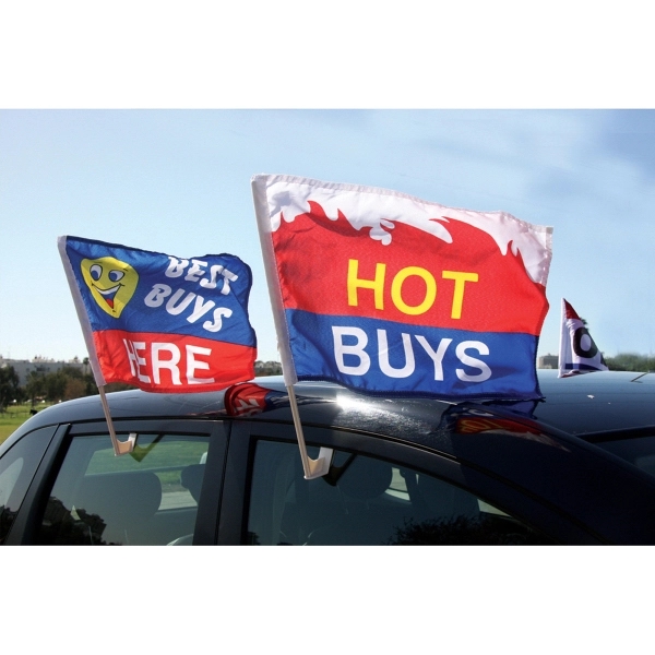 10.5" x 15" Advertising Car Flag-wPoly 1 Ply-Dozens 2