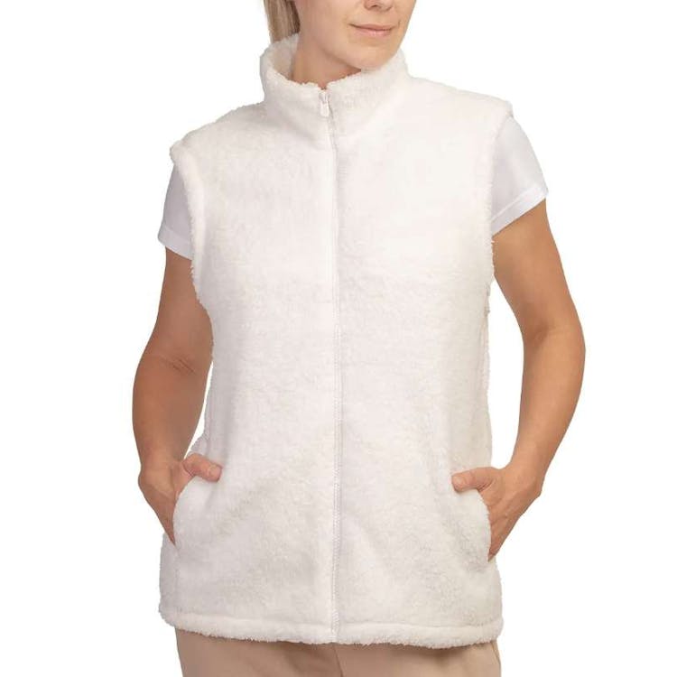 Women's Sherpa Vests Ivory Large 2