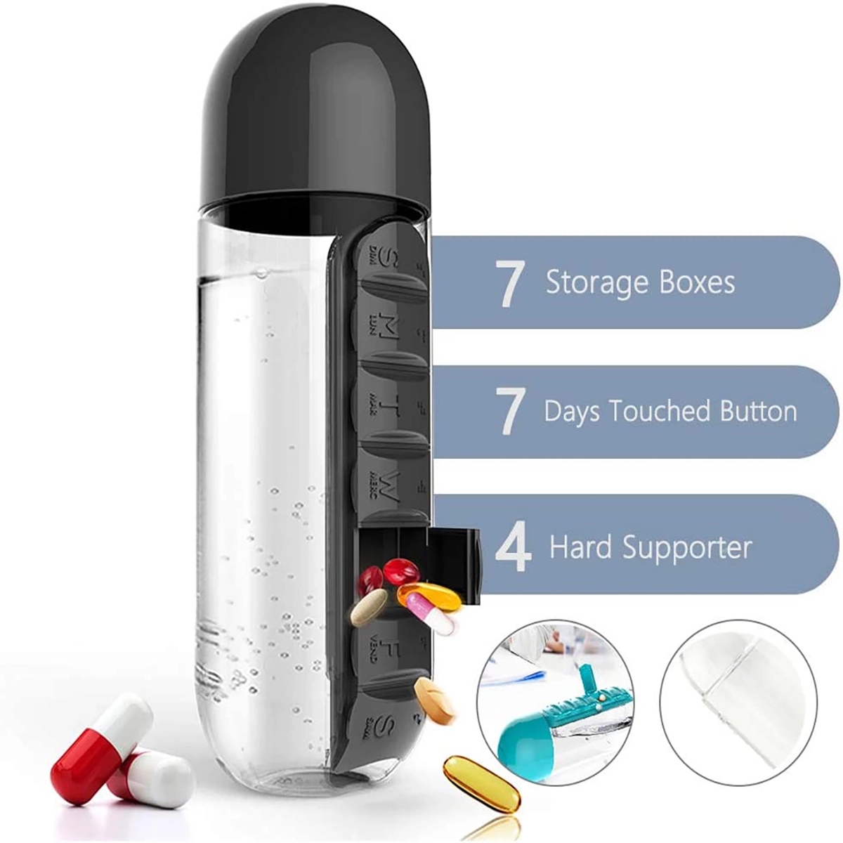 Portable Pill Organizer Water Bottle 9