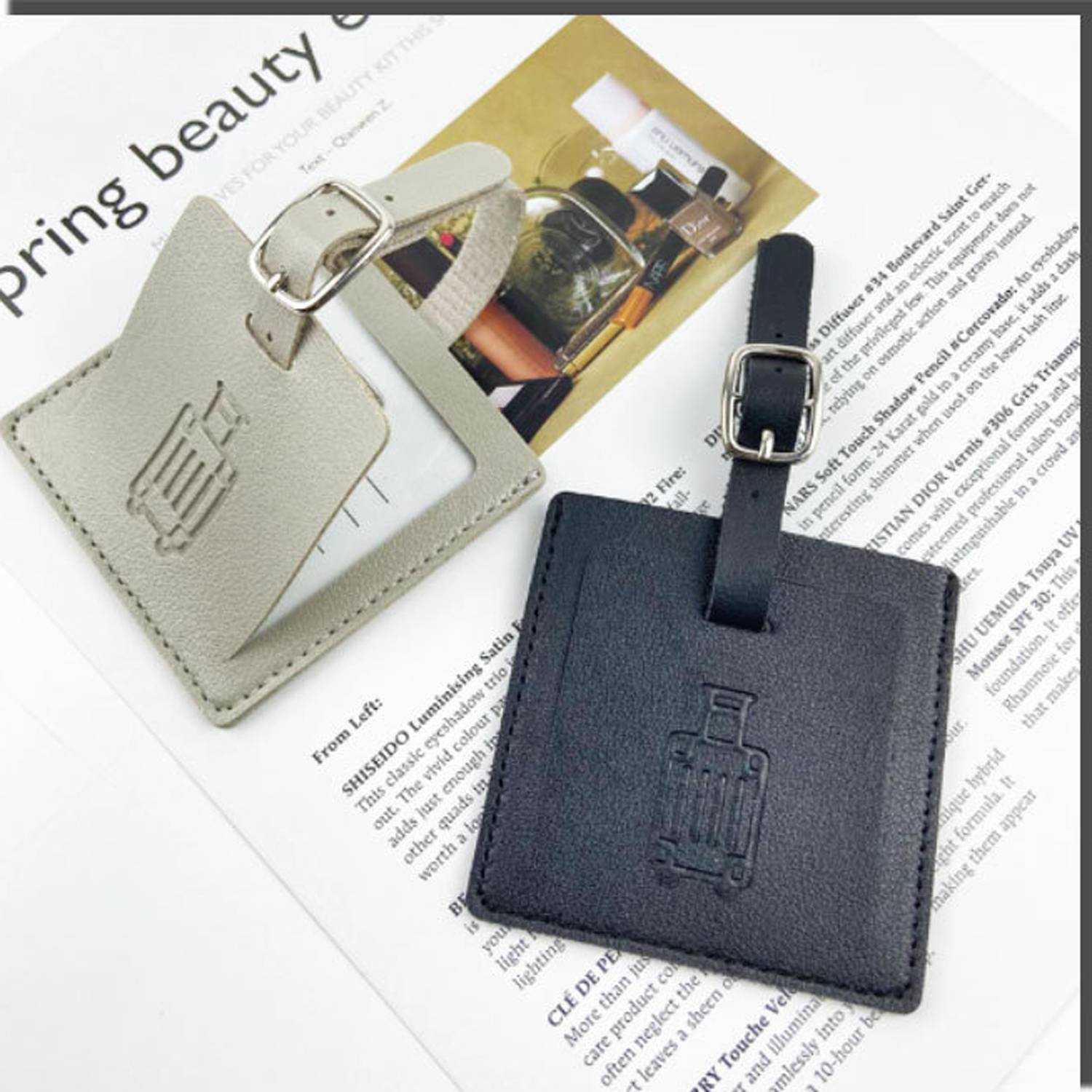 PU Leather Square Flip Cover Luggage Tag 7