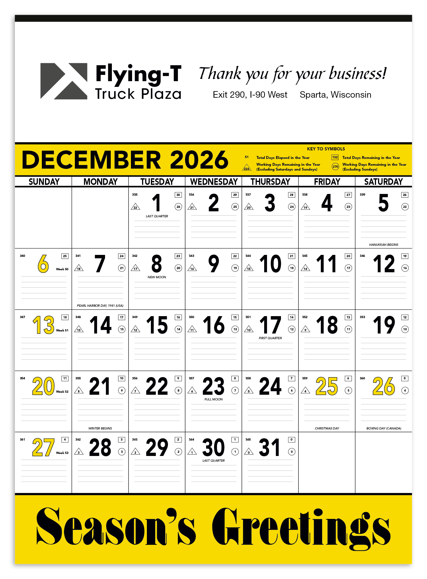 Triumph® Calendars Yellow & Black Contractor Memo Calendar 16