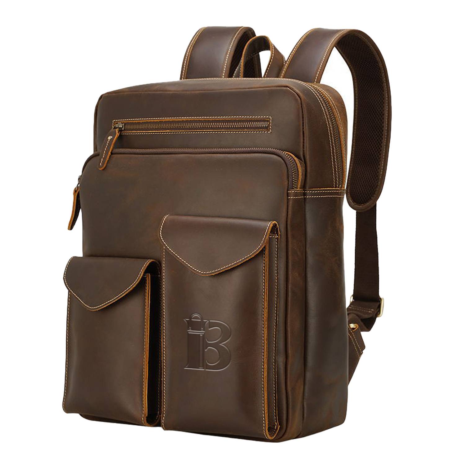 Business Work Genuine Leather Backpack 11