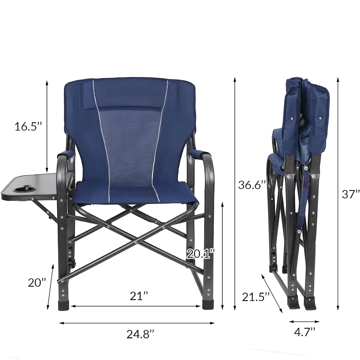 Portable Foldable Directors Chair with Side Table 4