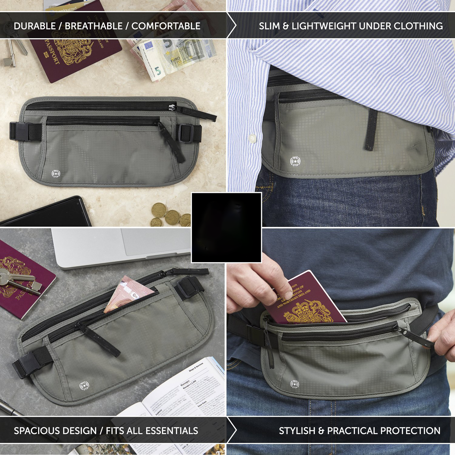 Travel Money Belt Slim Passport Holder 7