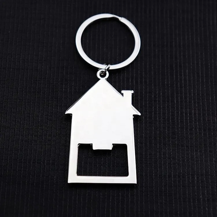 House Shaped Metal Bottle Opener Keychain - MOQ50 Quantity 5