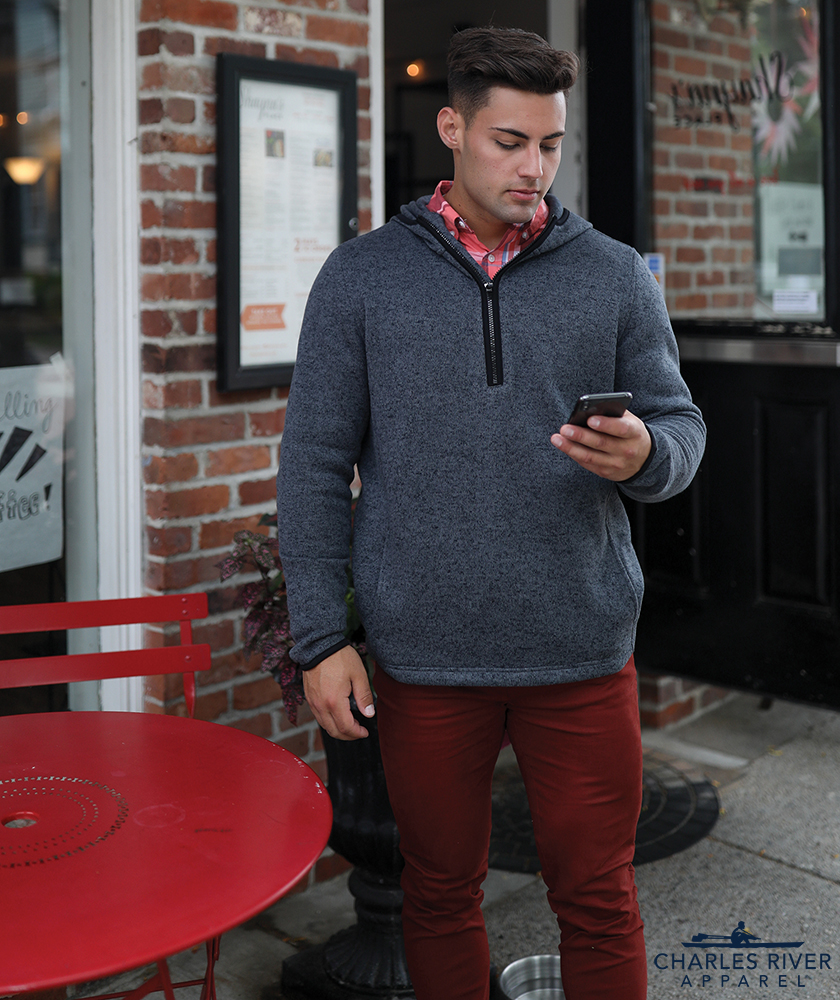 Men's Heathered Fleece Quarter Zip Hoodie