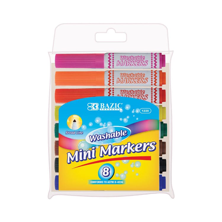 Mini Markers - 10 Colors Washable Broad Line 2