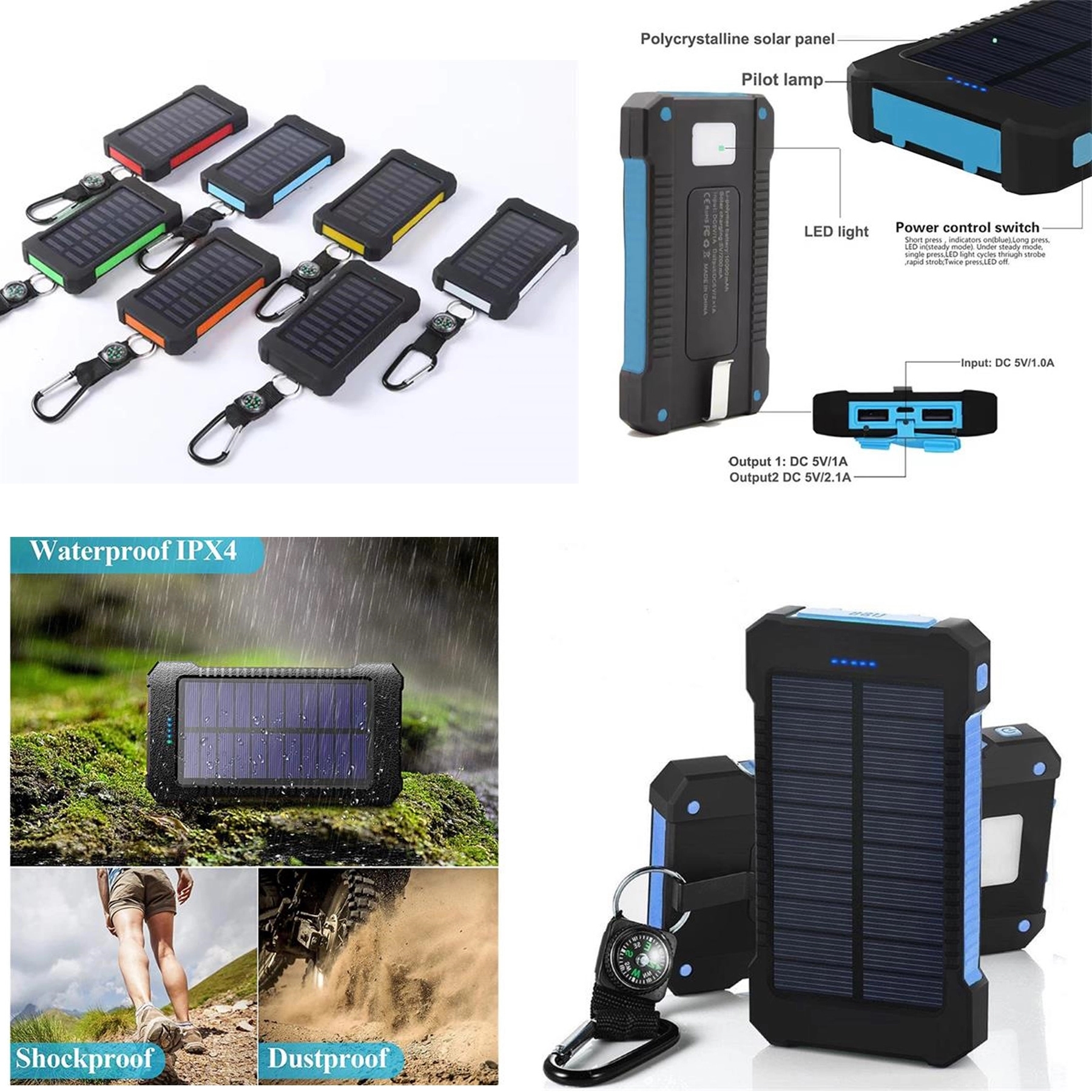 Dual USB with LED Flashlight Solar Power Bank-10000mAh 2