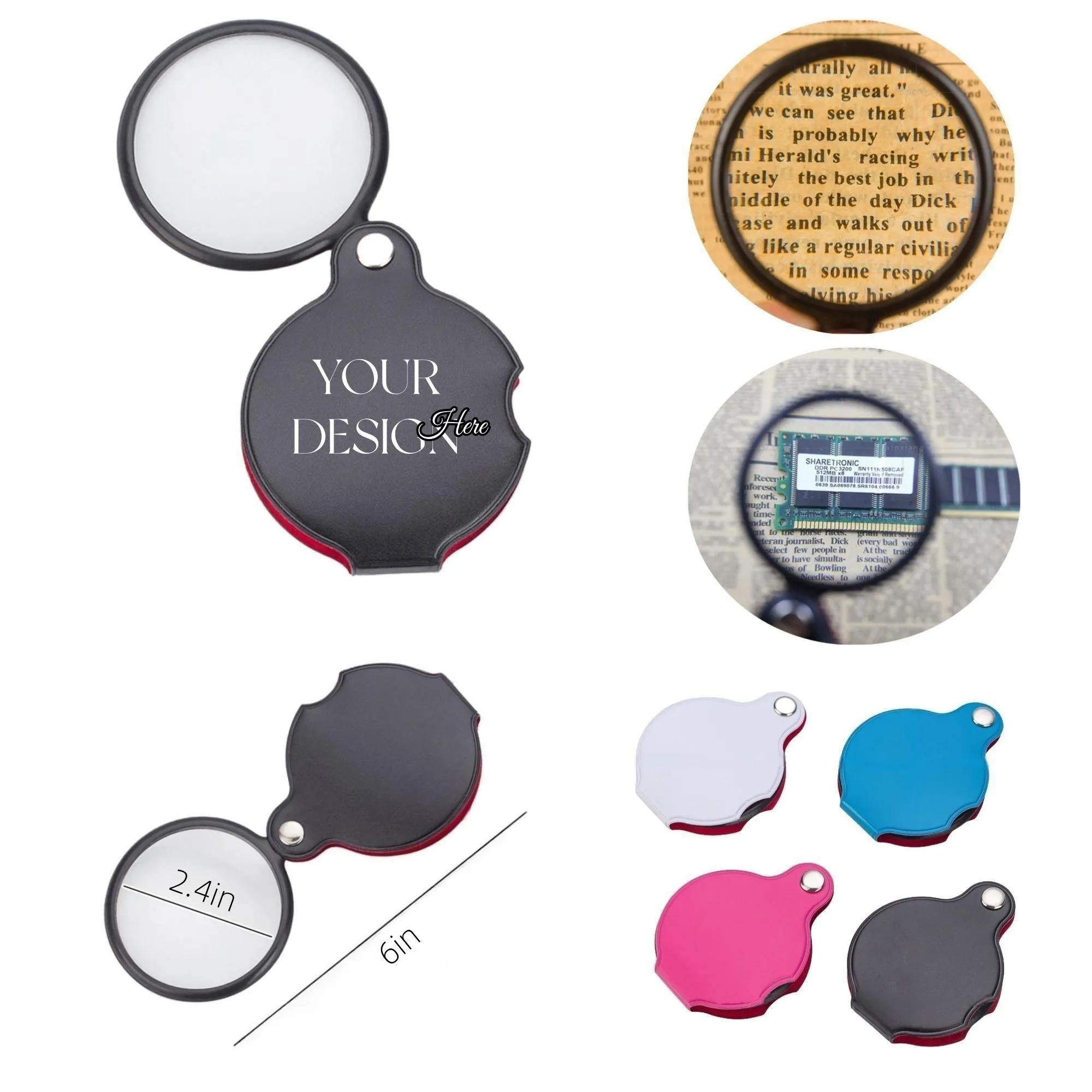 8X Pocket Folding PU Leather Magnifier 1