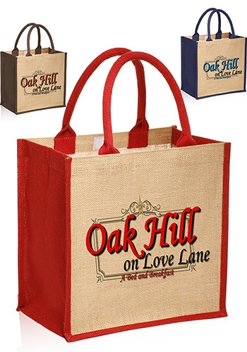 Rope Handle Jute Tote Bag - 12" W x 12" H 2