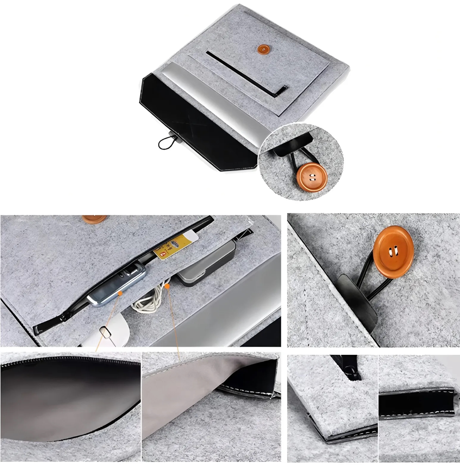 13 Inch Custom Logo Felt Laptop Sleeve with Pockets Lightweight Durable Case 2