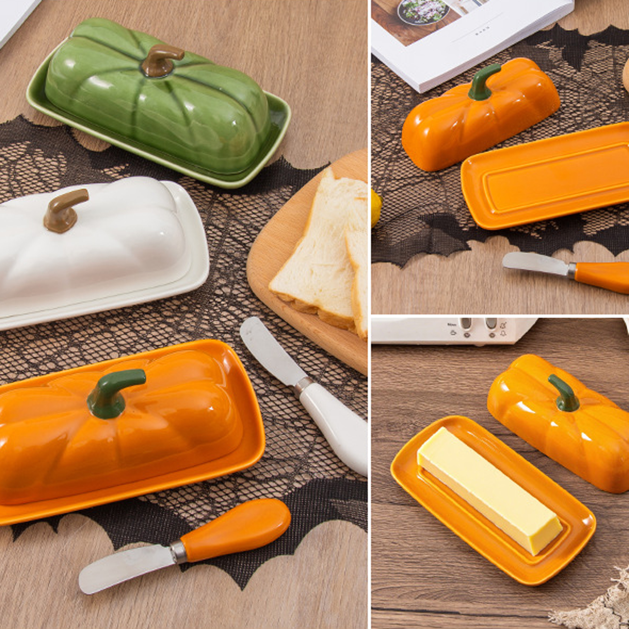 Halloween Creative Pumpkin Butter Dish 5