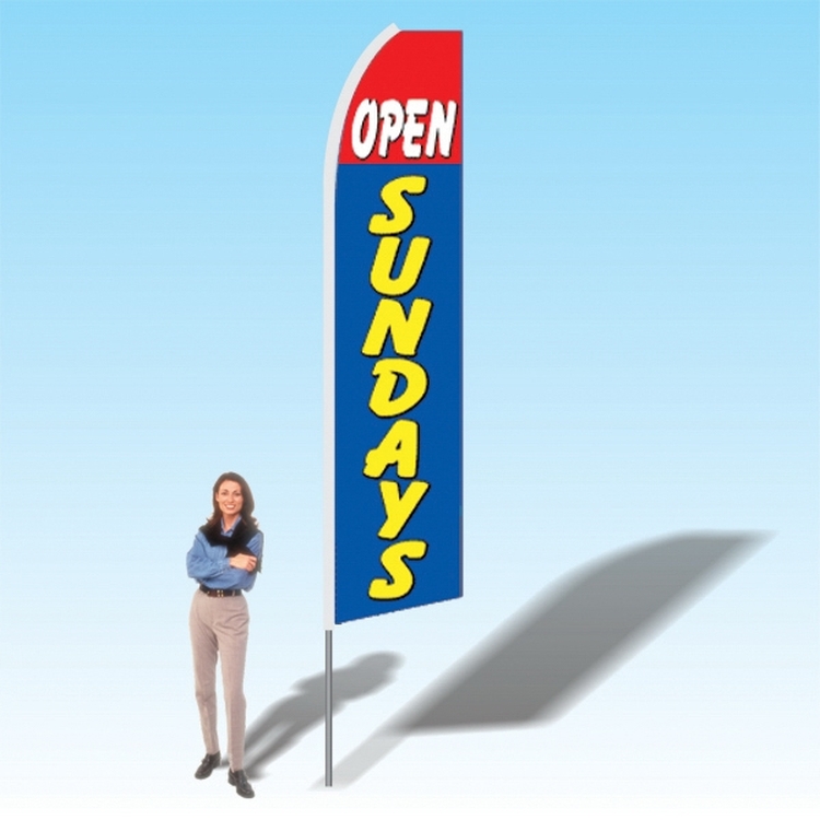 15FT Open Sundays Red Blue Advertising Banner Flag 2