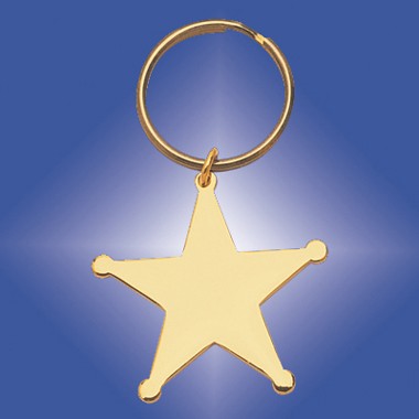 GOLD PLATED BRASS STAR KEYRING 2