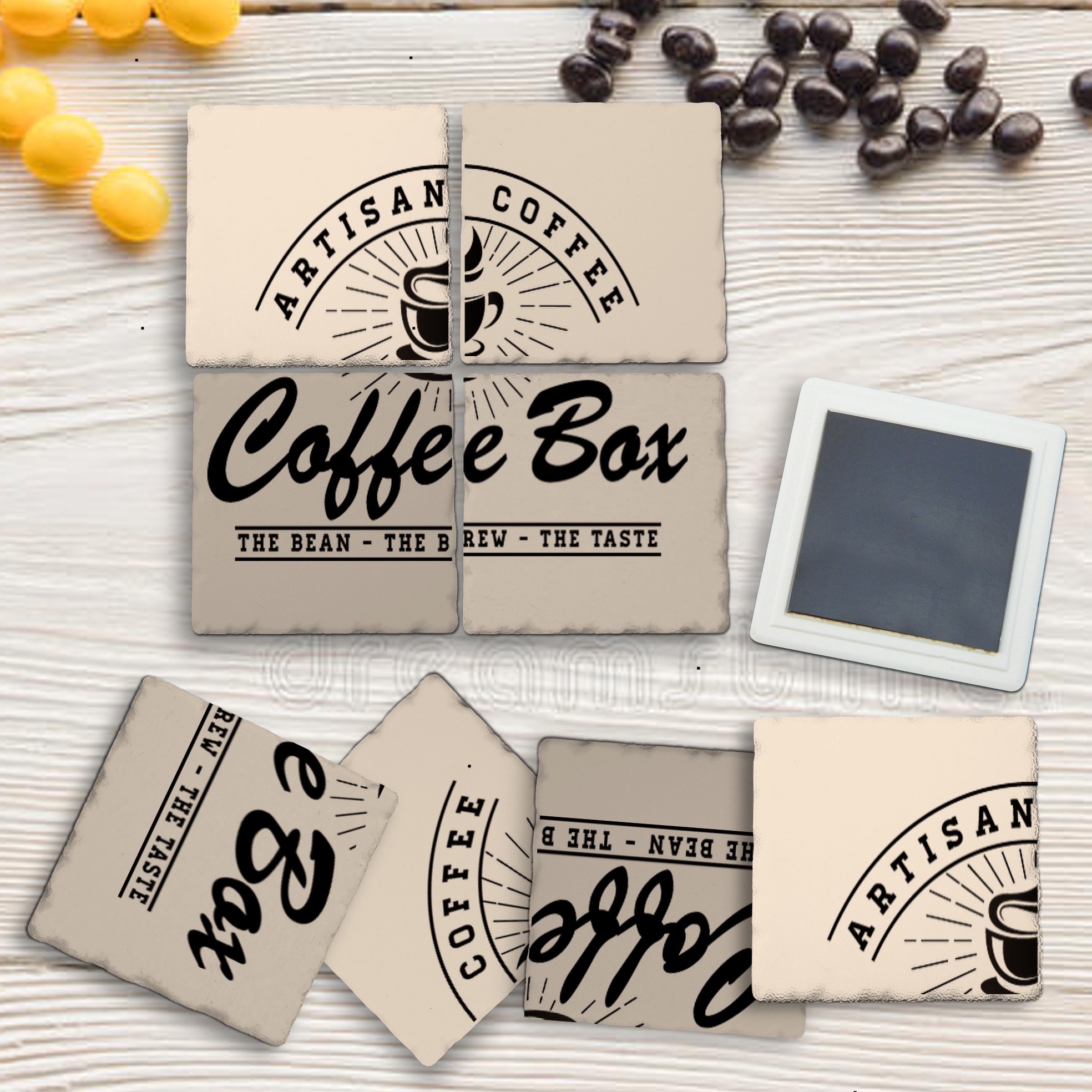 4 Custom Printed Ceramic Stone Magnet Puzzle with Chiseled Edge 5